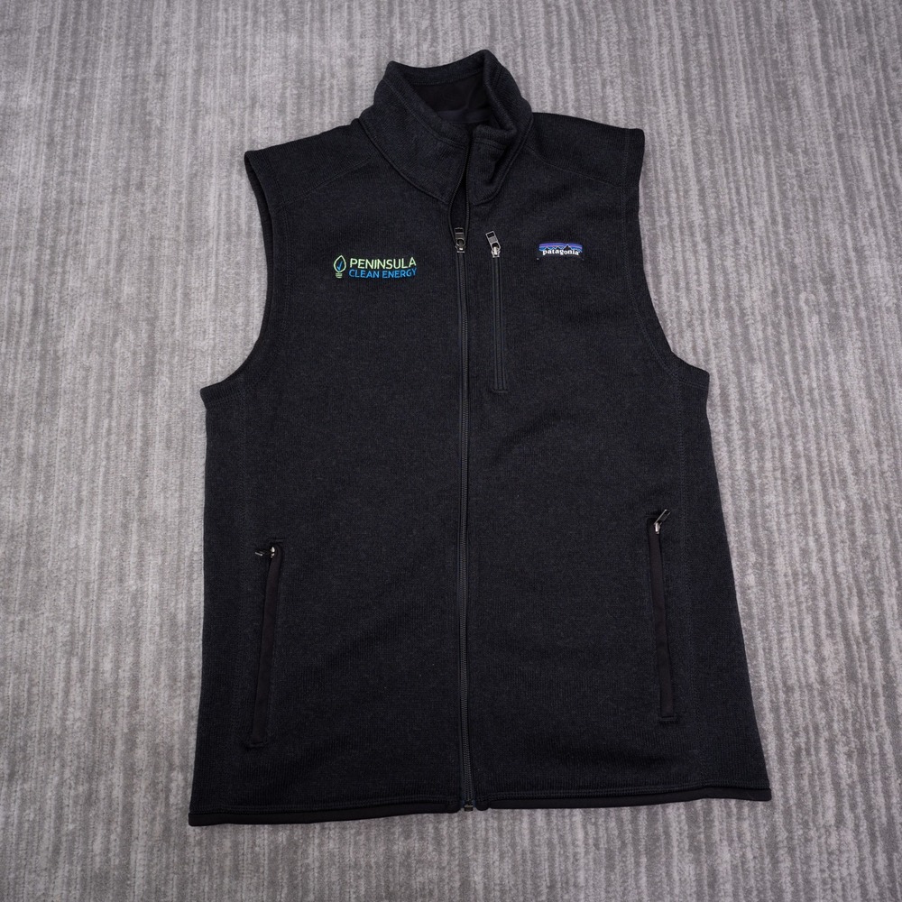 Patagonia Better Sweater Vest Mens M Black Excellent Fleece Peninsula Logo 25882